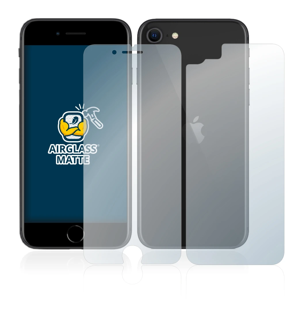 Image de l'appareil Apple iPhone SE 2 2020 (Avant+Arrière) avec une grande variété de protections d'écran.