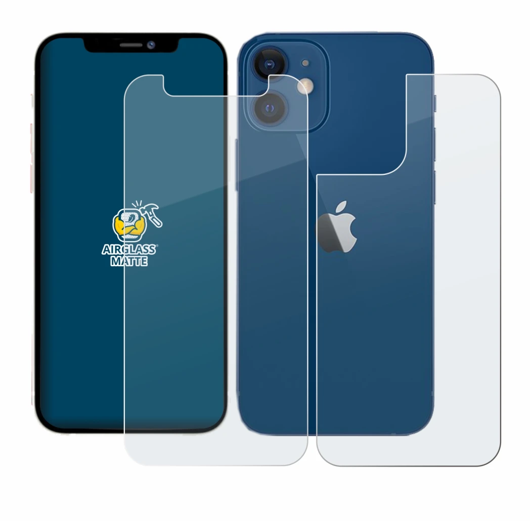 Image de l'appareil Apple iPhone 12 mini (Avant+Arrière) avec une grande variété de protections d'écran.