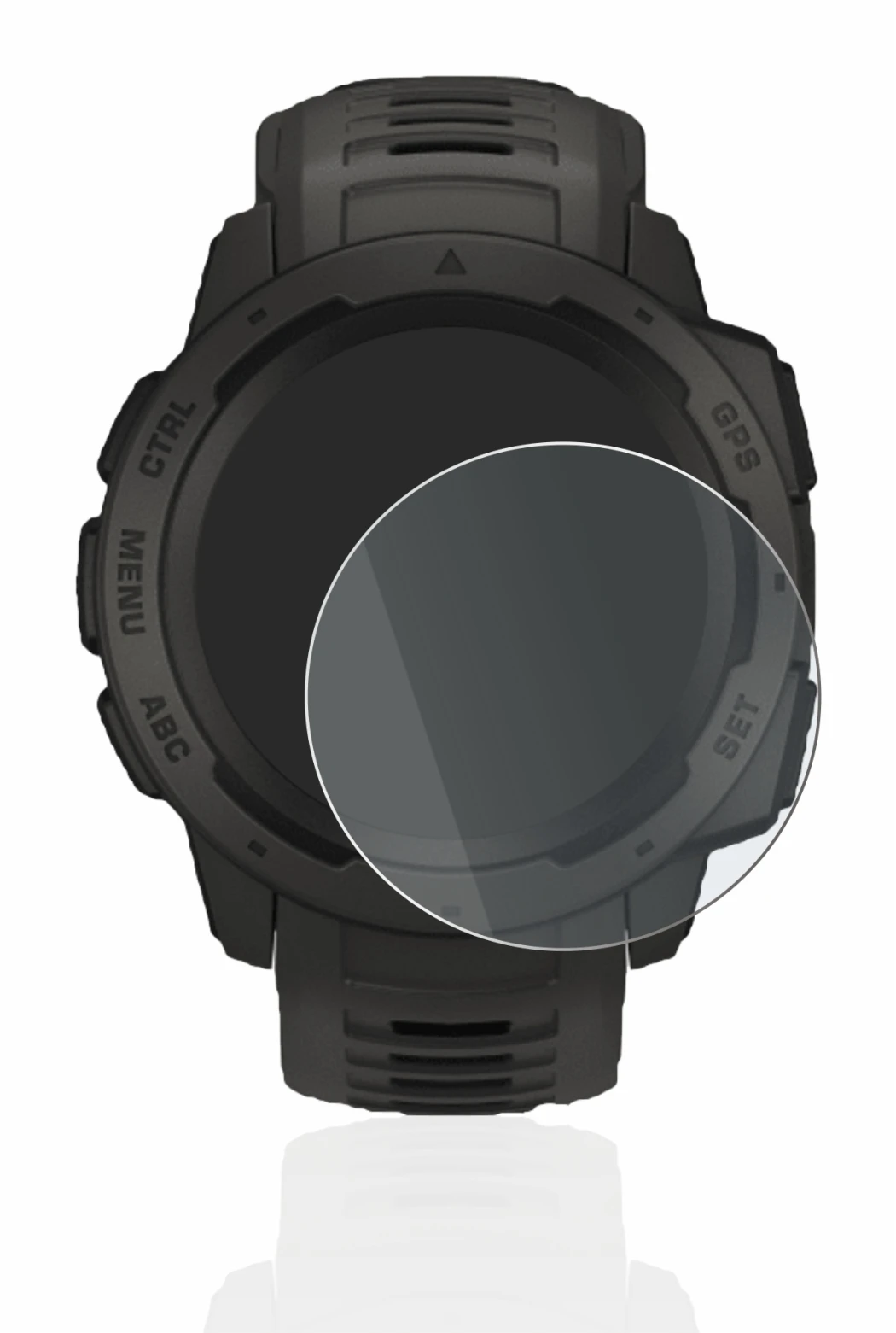 Image de l'appareil Garmin Instinct Solar avec une grande variété de protections d'écran.