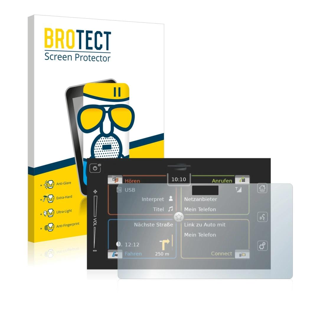 Face avant d’un emballage produit avec le logo de la marque BROTECT. À côté, l’appareil Bosch Suzuki Vitara 1.4 BoosterJet 201