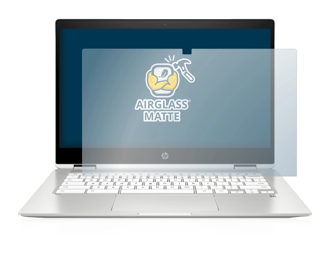 Image de l'appareil HP Chromebook x360 (14b-caX) avec une grande variété de protections d'écran.
