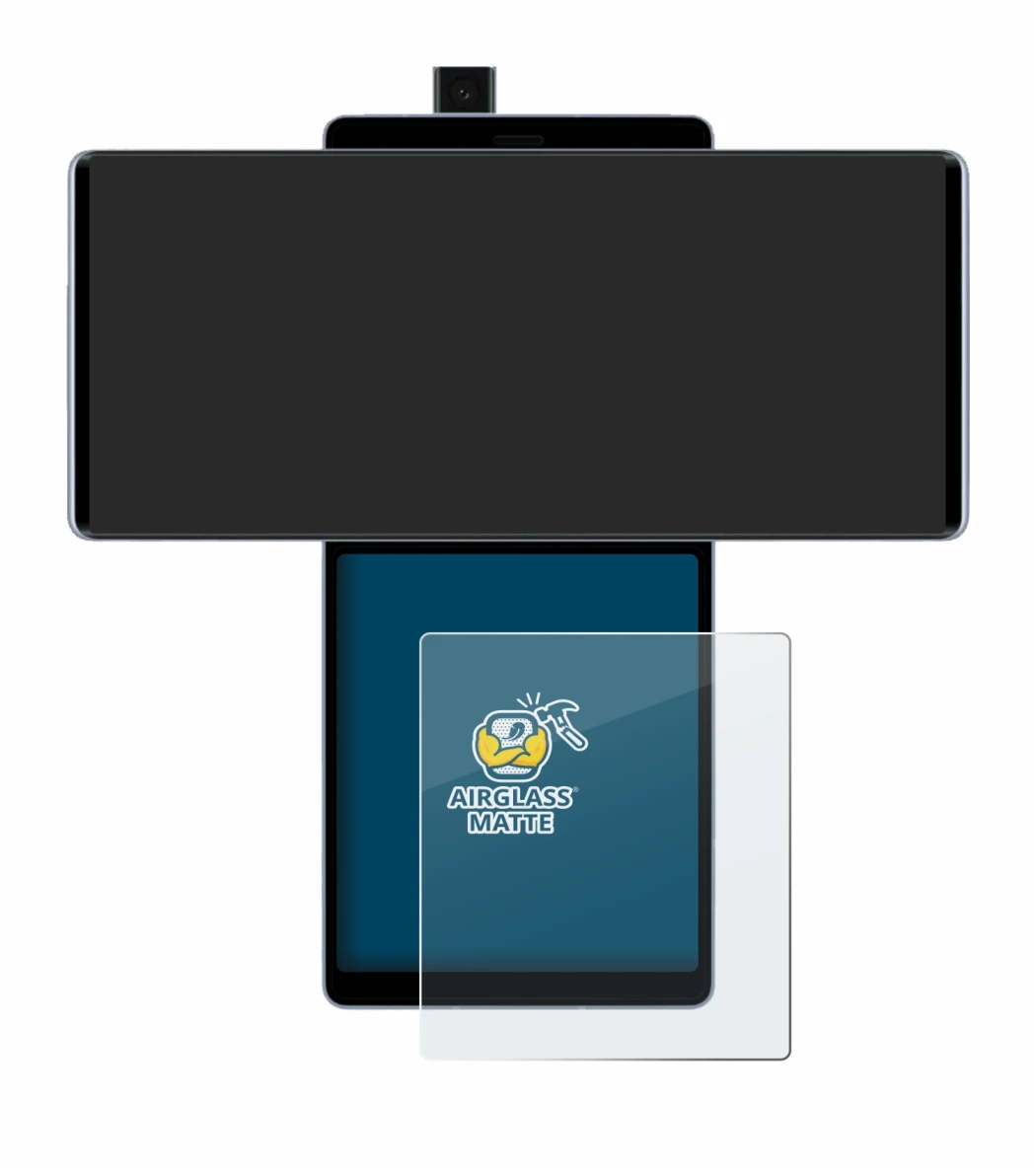 Image de l'appareil LG Wing (Affichage arrière) avec une grande variété de protections d'écran.