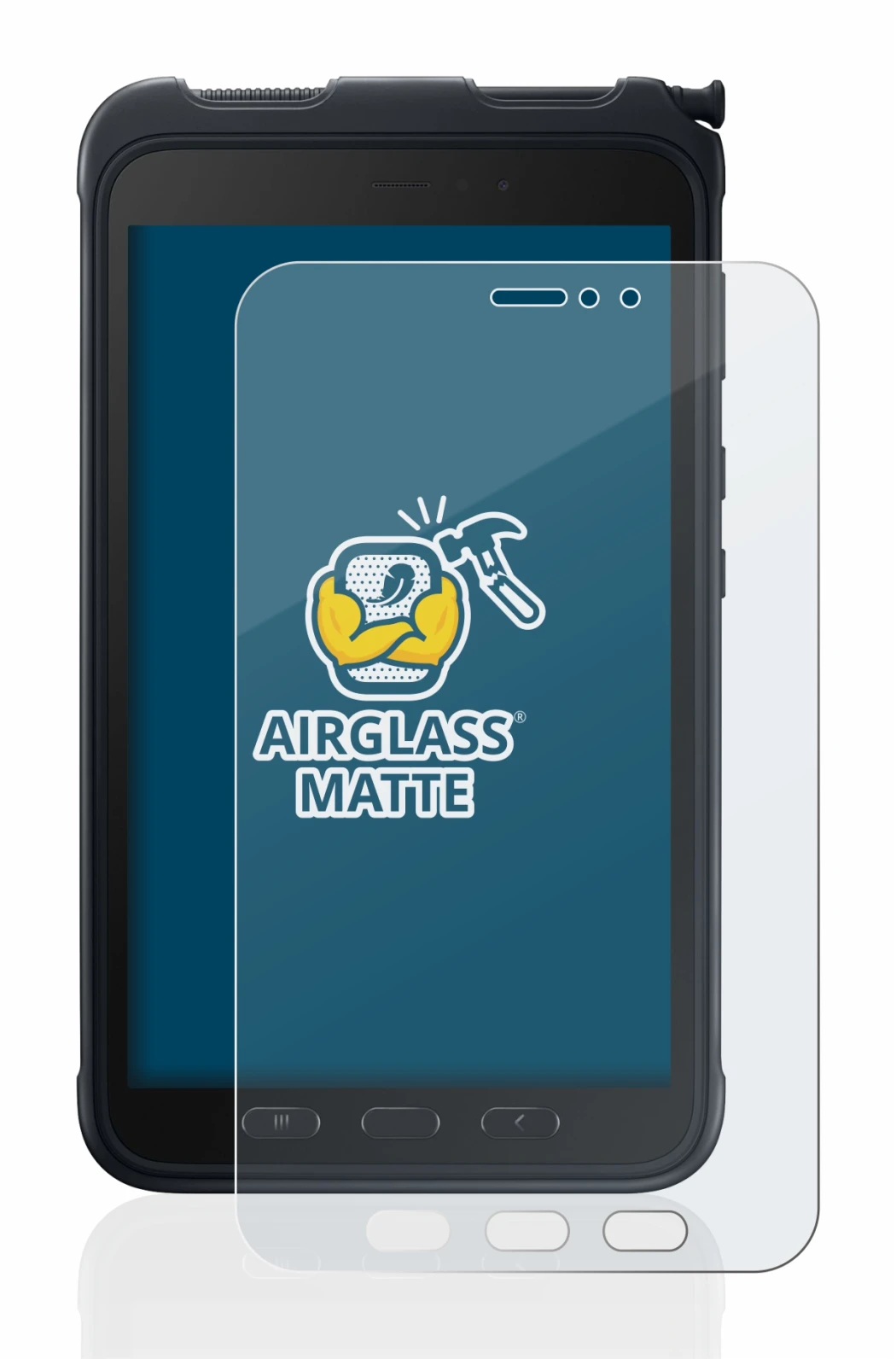 Image de l'appareil Samsung Galaxy Tab Active 3 avec une grande variété de protections d'écran.