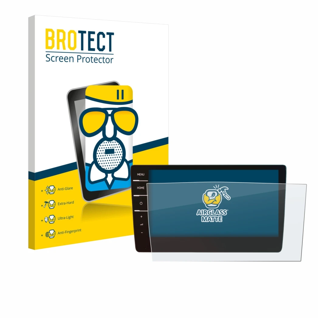 Face avant d’un emballage produit avec le logo de la marque BROTECT. À côté, l’appareil Volkswagen T6.1 California 2021 Discov