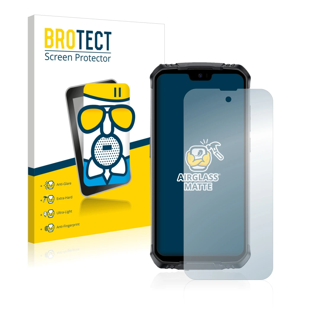 Face avant d’un emballage produit avec le logo de la marque BROTECT. À côté, l’appareil Doogee S59 Pro est représenté avec la 