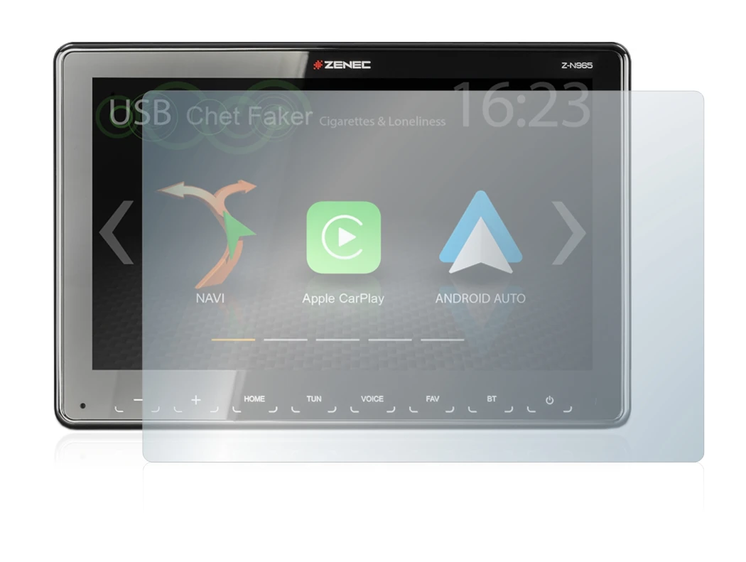 Image de l'appareil Zenec Z-N965 avec une grande variété de protections d'écran.