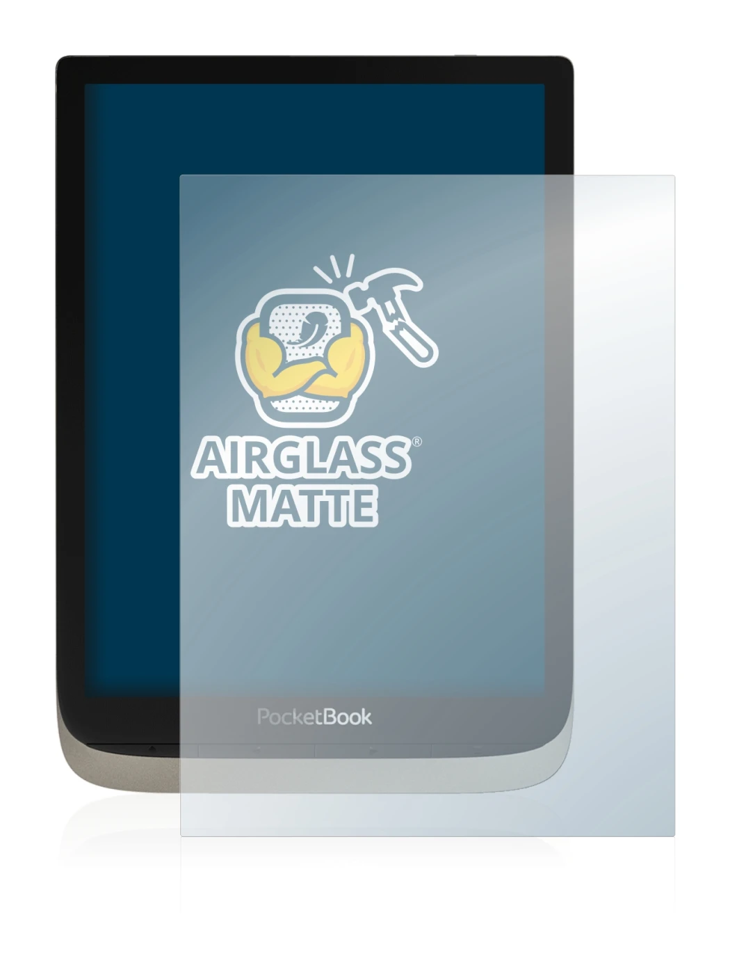 Image de l'appareil PocketBook InkPad Color avec une grande variété de protections d'écran.