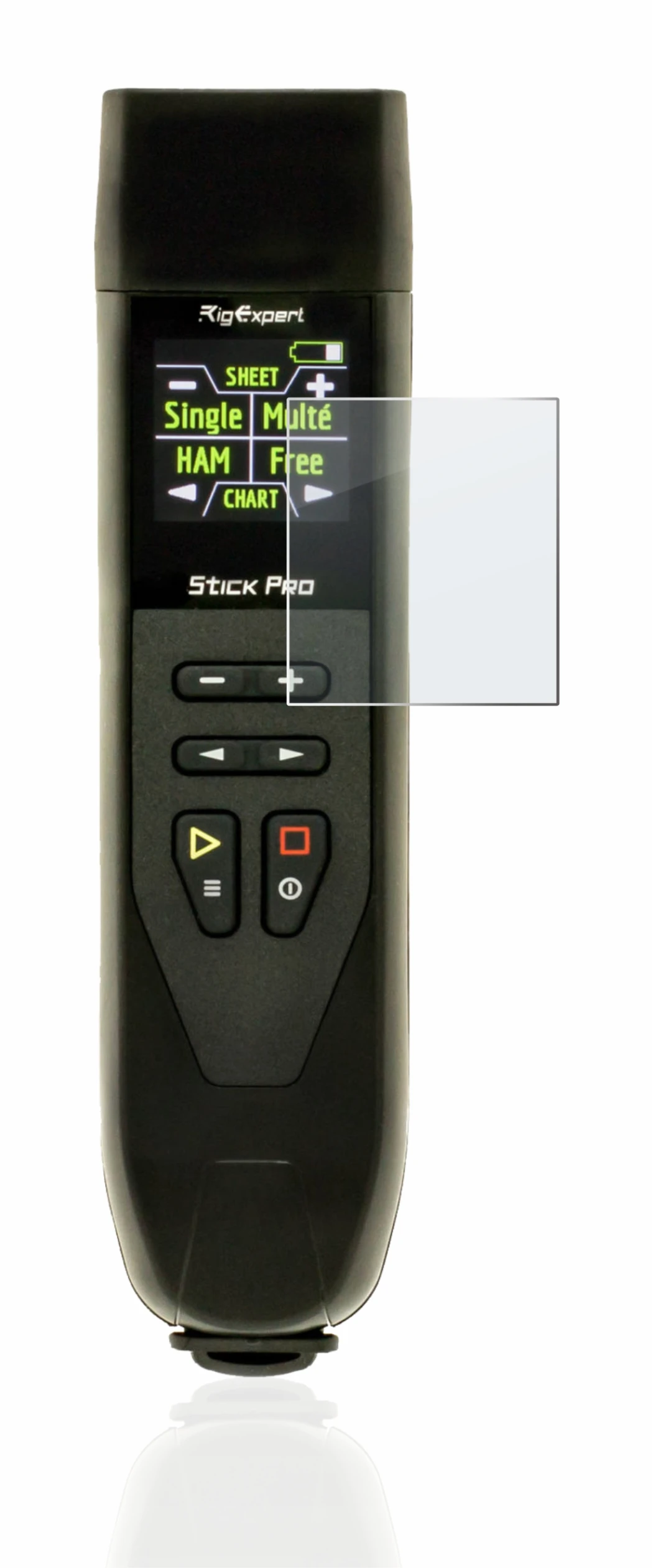 Image de l'appareil RigExpert Stick Pro avec une grande variété de protections d'écran.