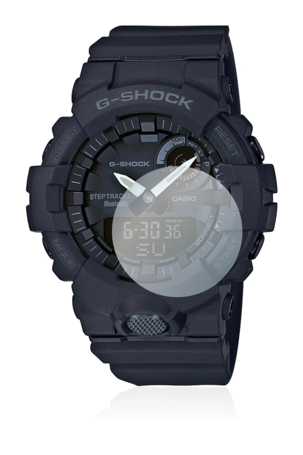 Image de l'appareil Casio G-Shock GBA800 avec une grande variété de protections d'écran.