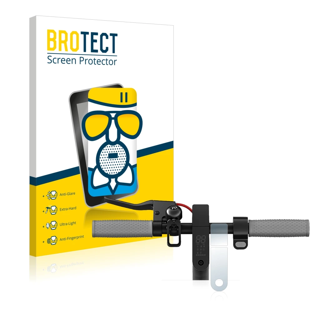 Face avant d’un emballage produit avec le logo de la marque BROTECT. À côté, l’appareil Xiaomi Mi 1S est représenté avec la pr