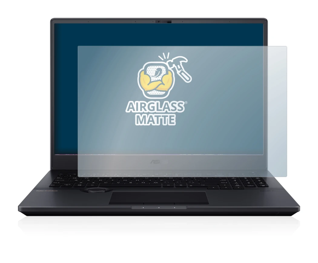 Image de l'appareil ASUS ProArt StudioBook Pro 16 OLED avec une grande variété de protections d'écran.