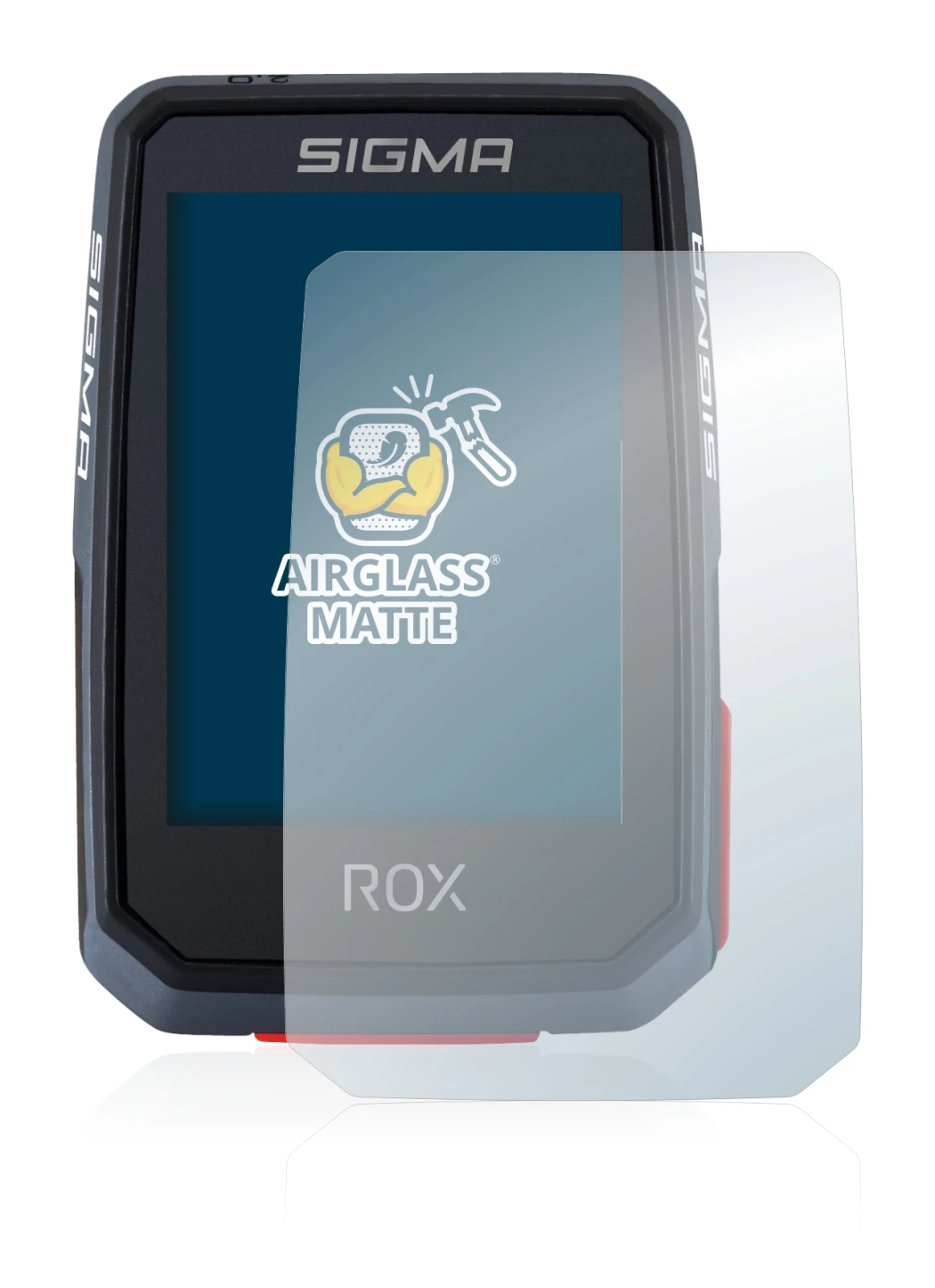 Image de l'appareil Sigma ROX 2.0 avec une grande variété de protections d'écran.