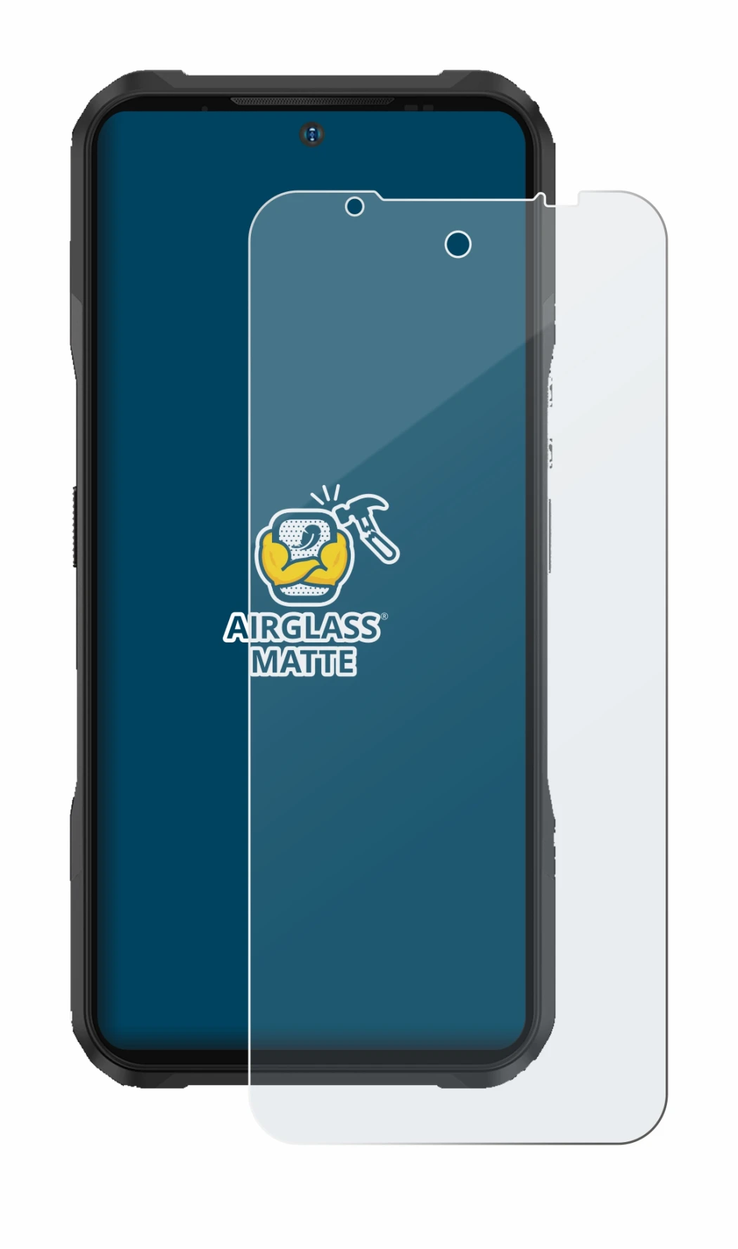 Image de l'appareil Doogee V20 avec une grande variété de protections d'écran.