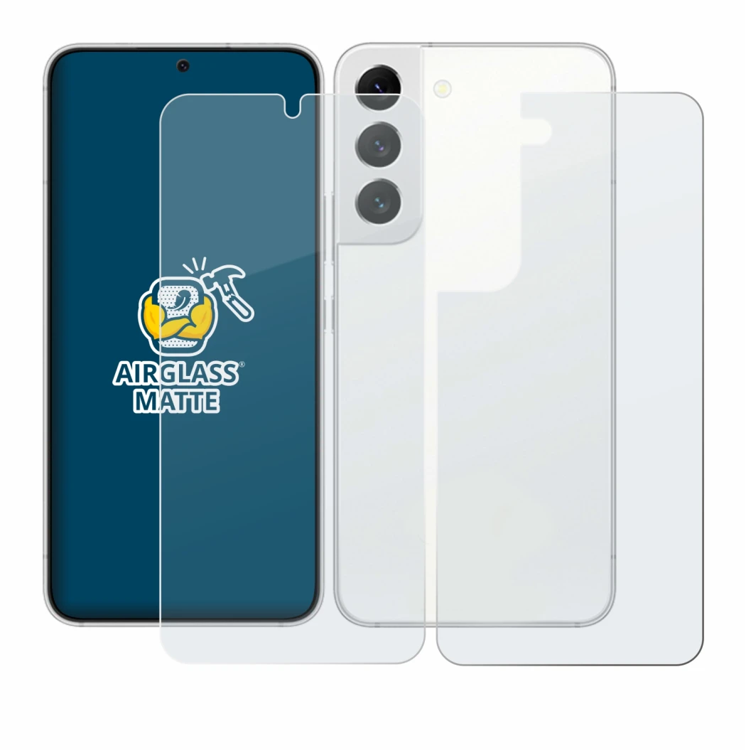 Image de l'appareil Samsung Galaxy S22 5G (Avant+Arrière) avec une grande variété de protections d'écran.