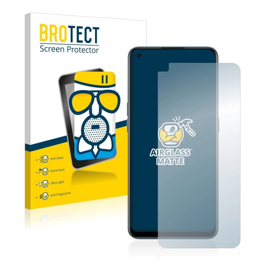 Face avant d’un emballage produit avec le logo de la marque BROTECT. À côté, l’appareil OnePlus Nord CE 2 5G est représenté av