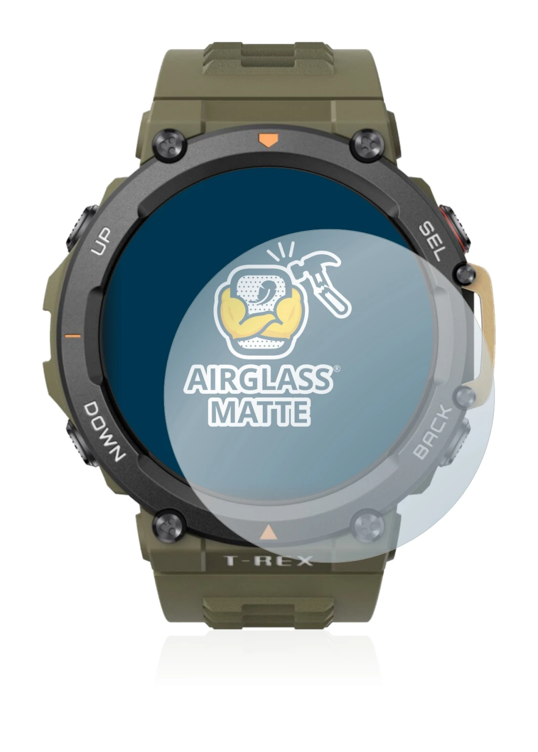 Image de l'appareil Huami Amazfit T-Rex 2 avec une grande variété de protections d'écran.