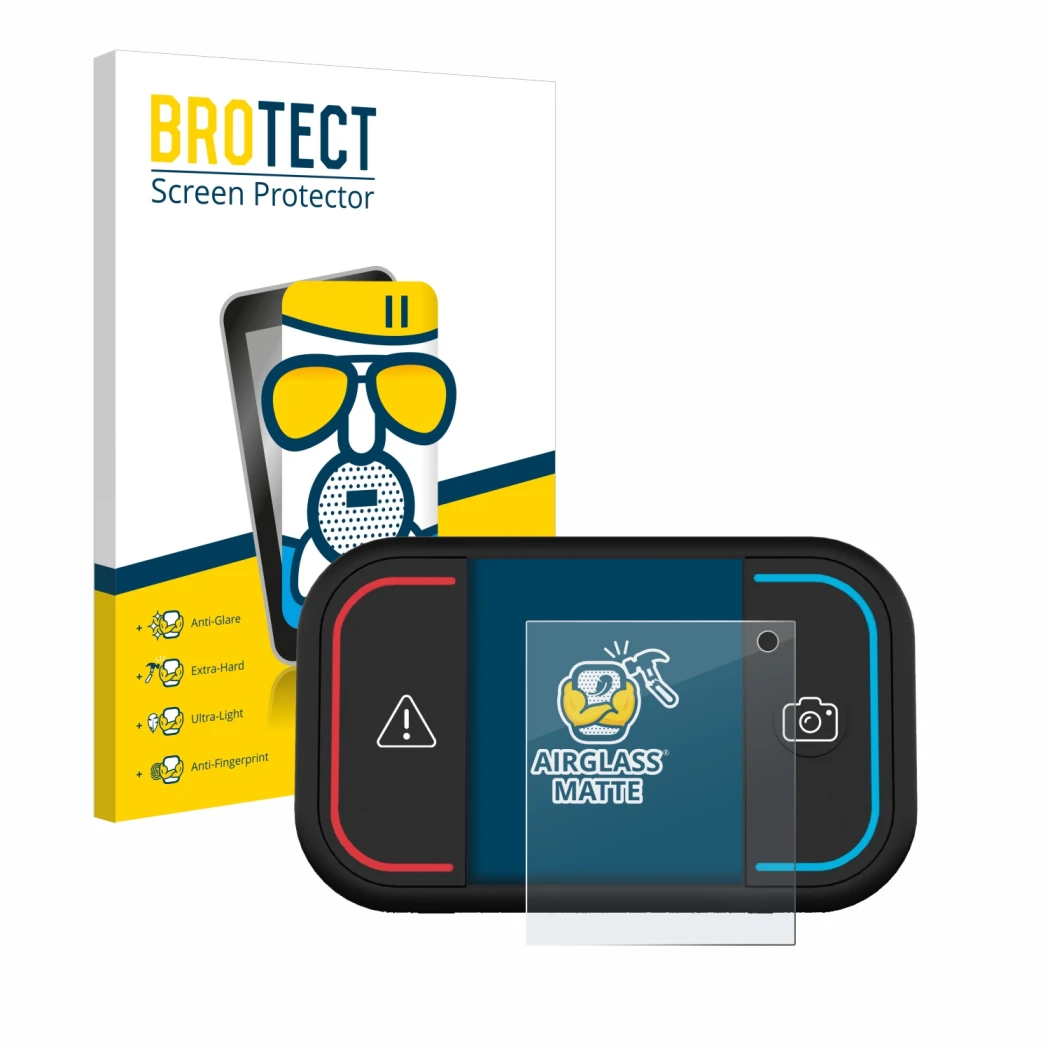 Face avant d’un emballage produit avec le logo de la marque BROTECT. À côté, l’appareil Saphe Drive Mini est représenté avec l