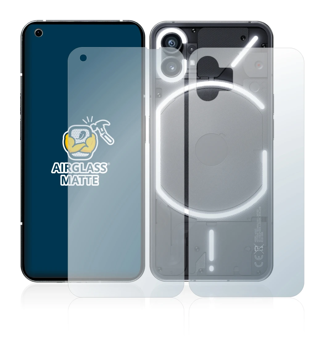 Image de l'appareil Nothing Phone (1) (Avant+Arrière) avec une grande variété de protections d'écran.