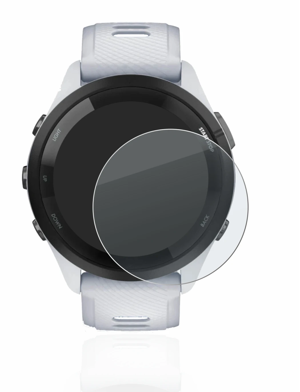 Image de l'appareil Garmin Forerunner 265 (46 mm) avec une grande variété de protections d'écran.