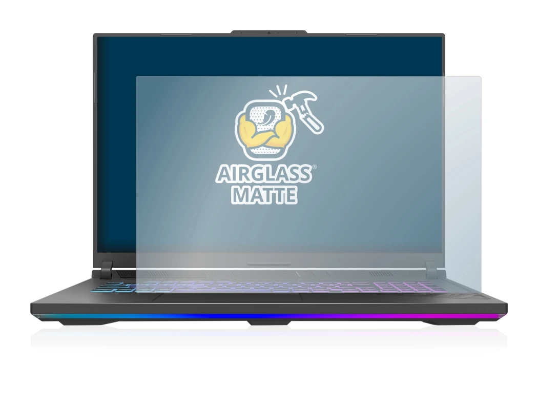 Image de l'appareil ASUS ROG Strix G18 G814 2023 avec une grande variété de protections d'écran.