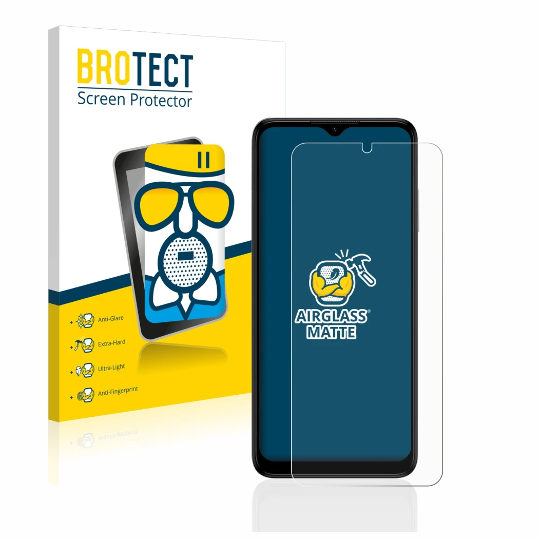 Face avant d’un emballage produit avec le logo de la marque BROTECT. À côté, l’appareil Nokia G22 est représenté avec la prote