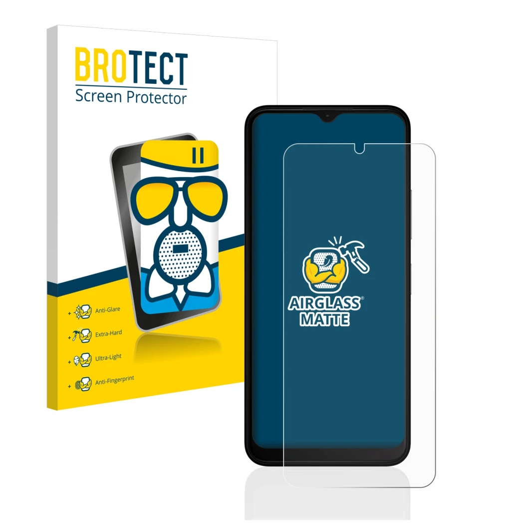 Face avant d’un emballage produit avec le logo de la marque BROTECT. À côté, l’appareil Nokia C22 est représenté avec la prote