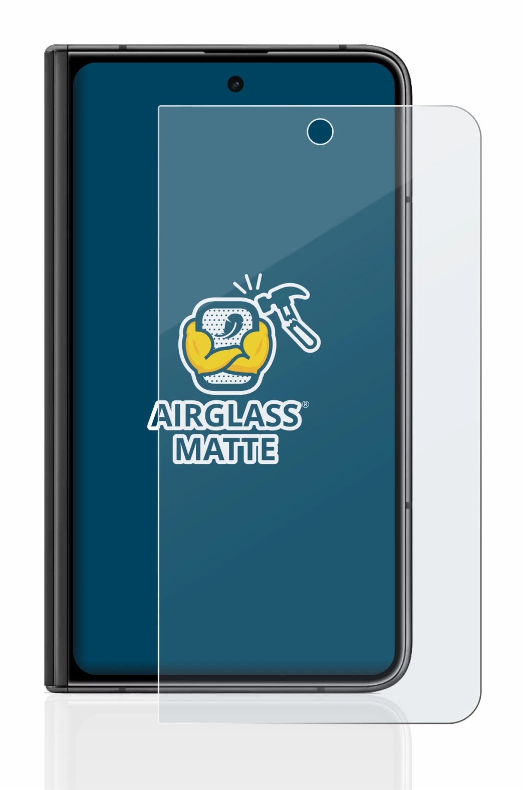 Image de l'appareil Google Pixel Fold (Affichage externe) avec une grande variété de protections d'écran.