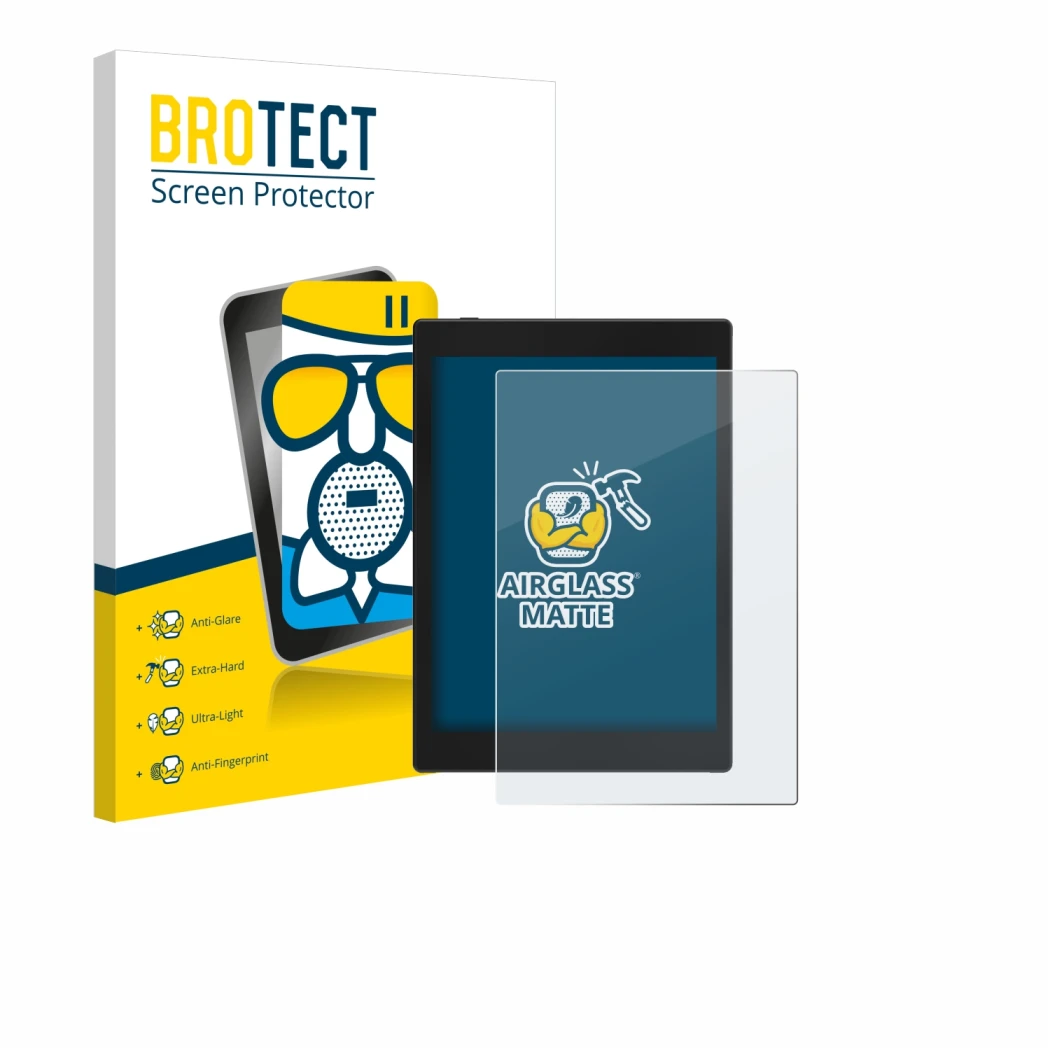 Face avant d’un emballage produit avec le logo de la marque BROTECT. À côté, l’appareil Boox Tab Mini C est représenté avec la