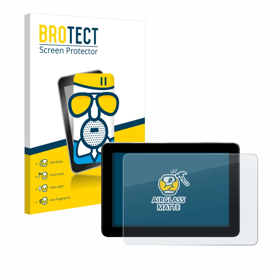 Face avant d’un emballage produit avec le logo de la marque BROTECT. À côté, l’appareil Trimble GFX-1060 est représenté avec l
