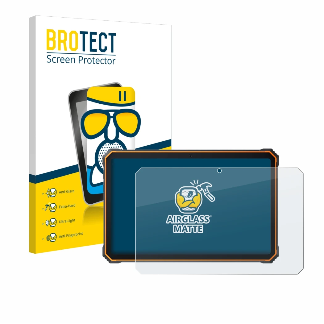 Face avant d’un emballage produit avec le logo de la marque BROTECT. À côté, l’appareil Blackview Active 8 Pro 10.36