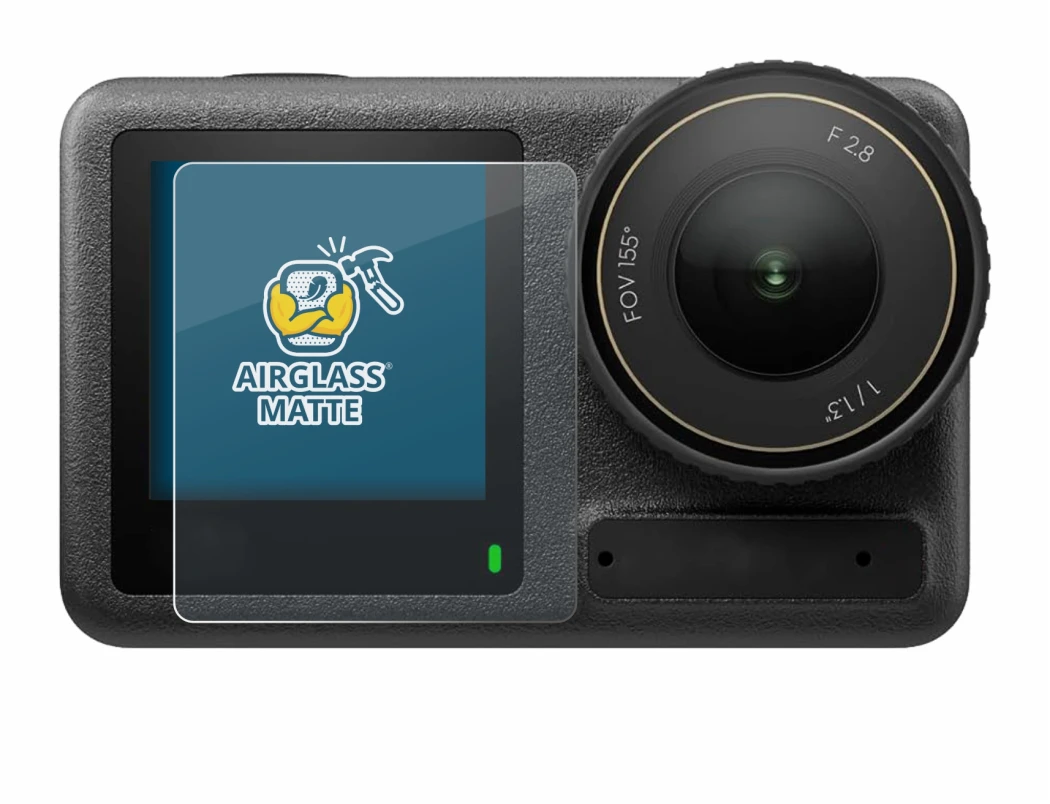 Image de l'appareil DJI Osmo Action 4 (Affichage avant) avec une grande variété de protections d'écran.