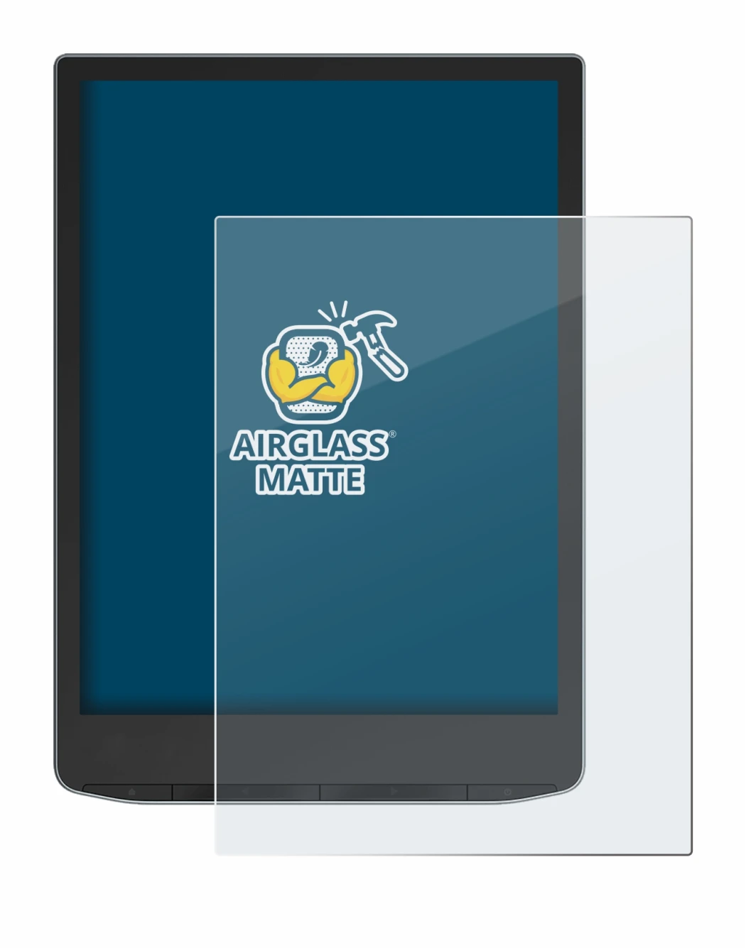 Image de l'appareil PocketBook InkPad Color 3 avec une grande variété de protections d'écran.