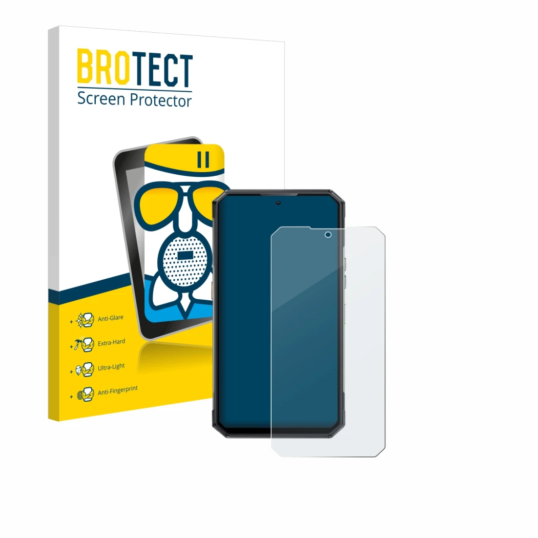 Face avant d’un emballage produit avec le logo de la marque BROTECT. À côté, l’appareil Oukitel WP30 Pro est représenté avec l