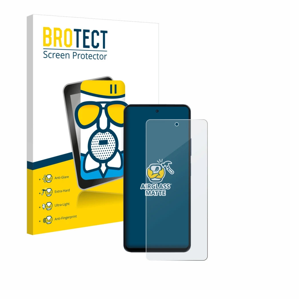 Face avant d’un emballage produit avec le logo de la marque BROTECT. À côté, l’appareil Blackview Shark 8 est représenté avec 