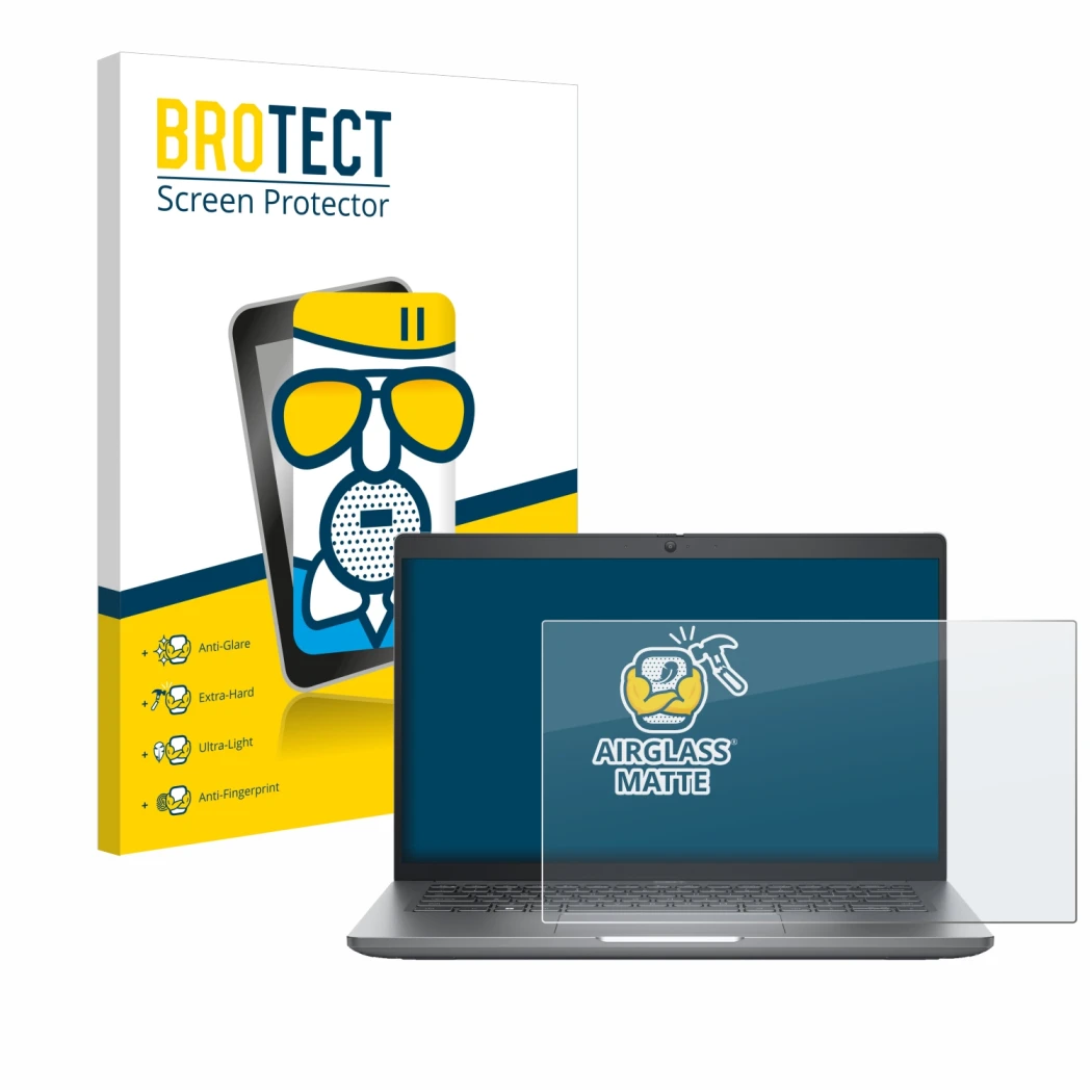 Face avant d’un emballage produit avec le logo de la marque BROTECT. À côté, l’appareil Dell Precision 3480 est représenté ave
