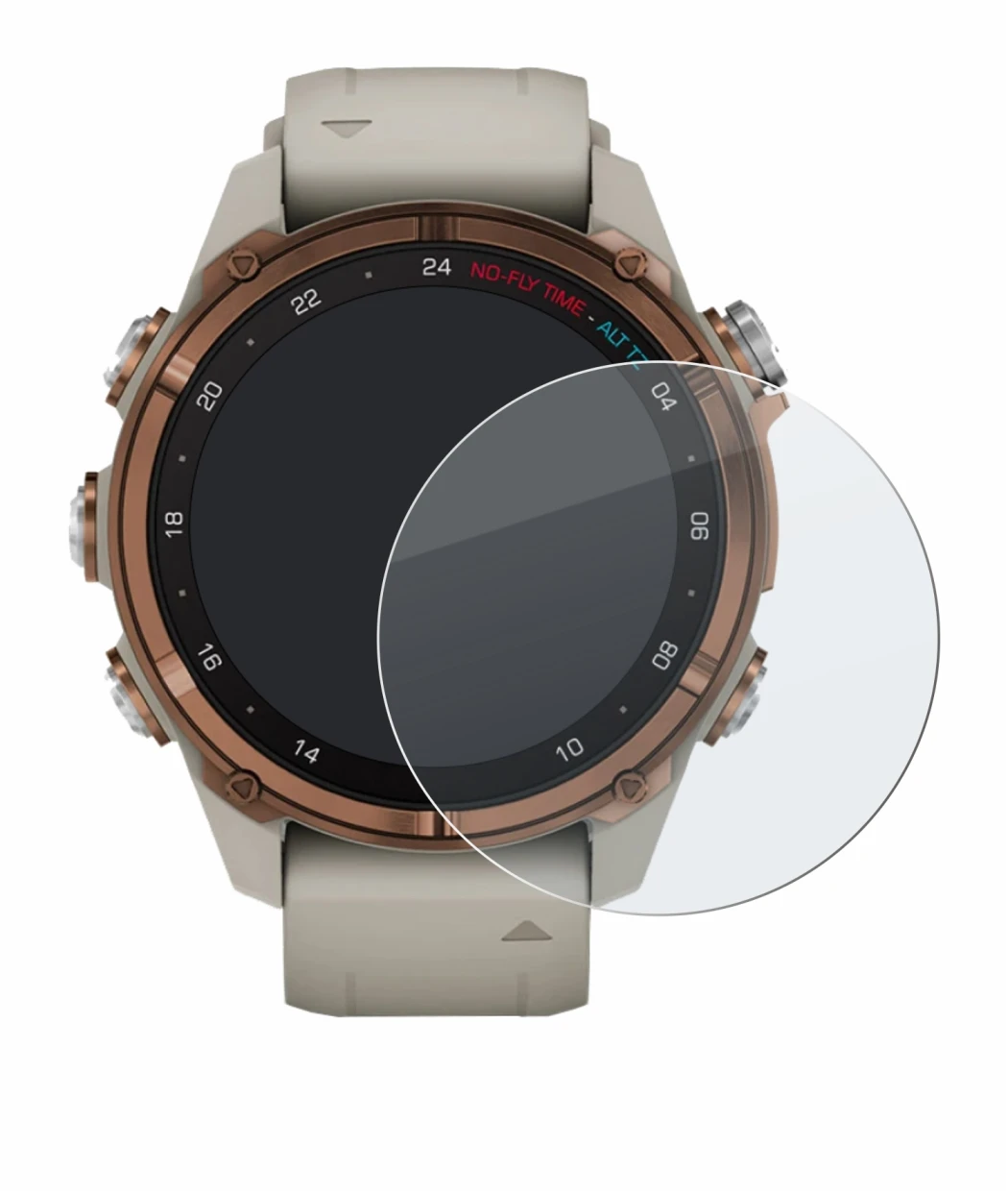 Image de l'appareil Garmin Descent Mk3 (43 mm) avec une grande variété de protections d'écran.