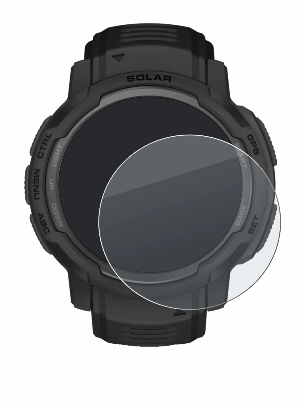 Image de l'appareil Garmin Instinct Crossover AMOLED avec une grande variété de protections d'écran.