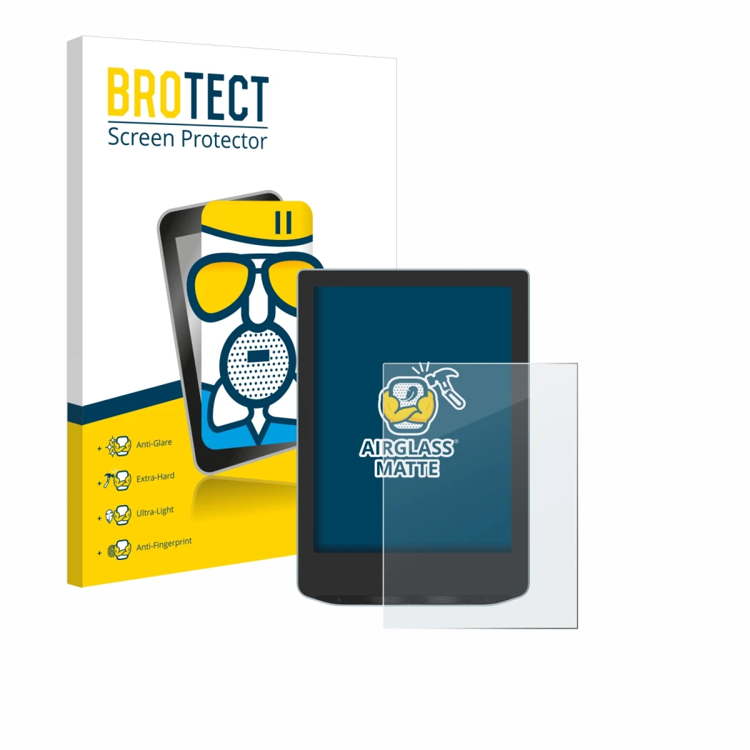Face avant d’un emballage produit avec le logo de la marque BROTECT. À côté, l’appareil Vivlio Light HD est représenté avec la