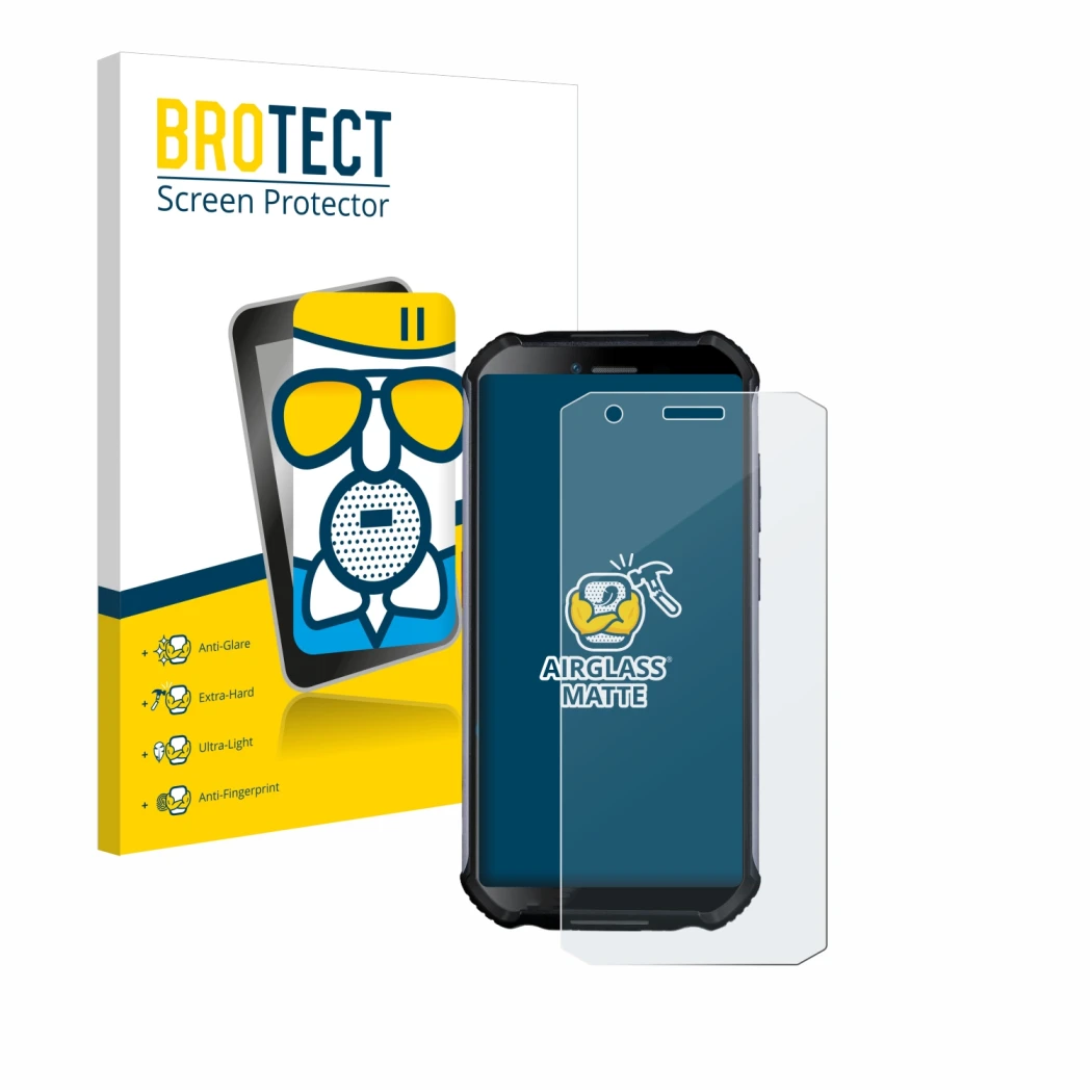 Face avant d’un emballage produit avec le logo de la marque BROTECT. À côté, l’appareil Doogee S41 Plus est représenté avec la