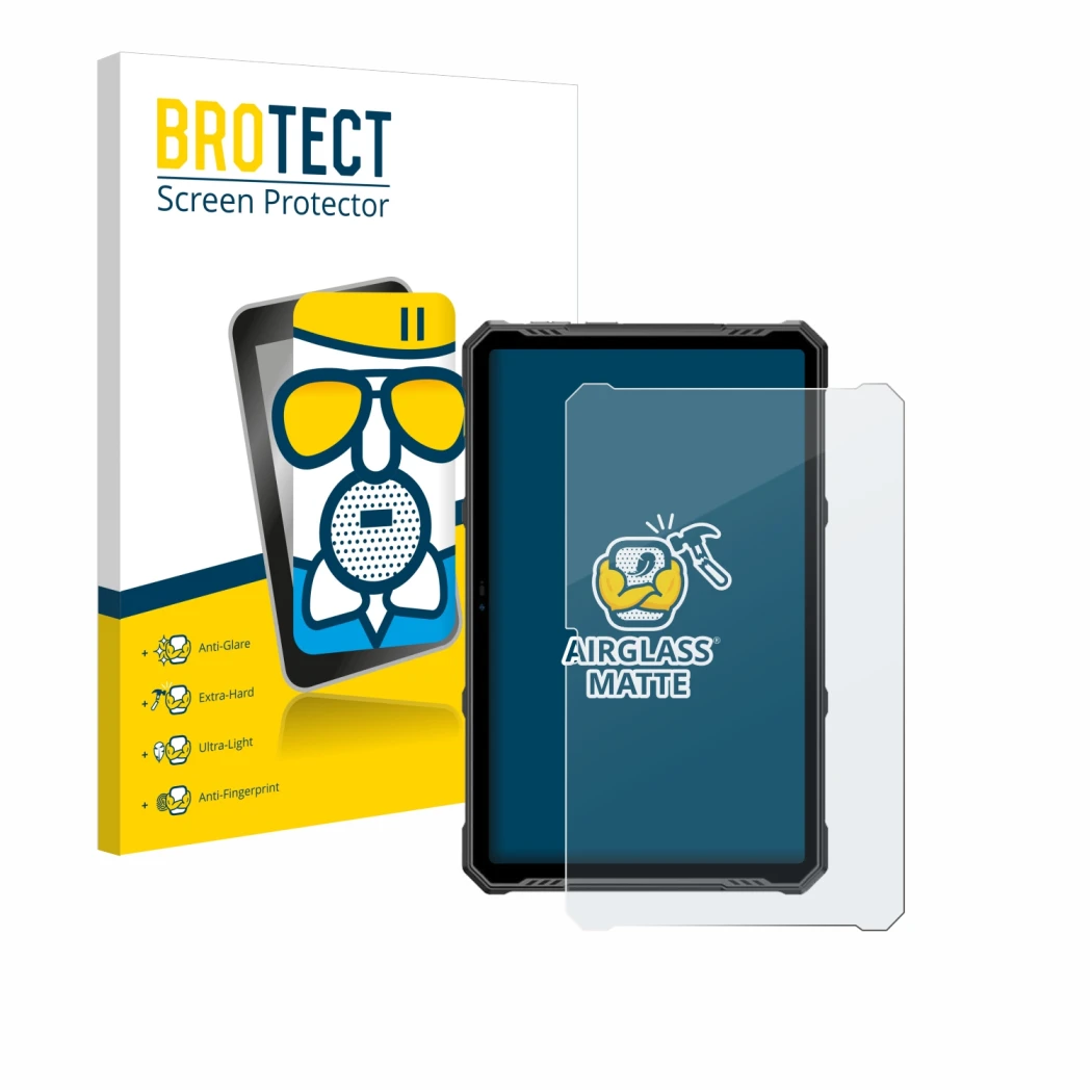 Face avant d’un emballage produit avec le logo de la marque BROTECT. À côté, l’appareil Ulefone Armor Pad 3 Pro est représenté