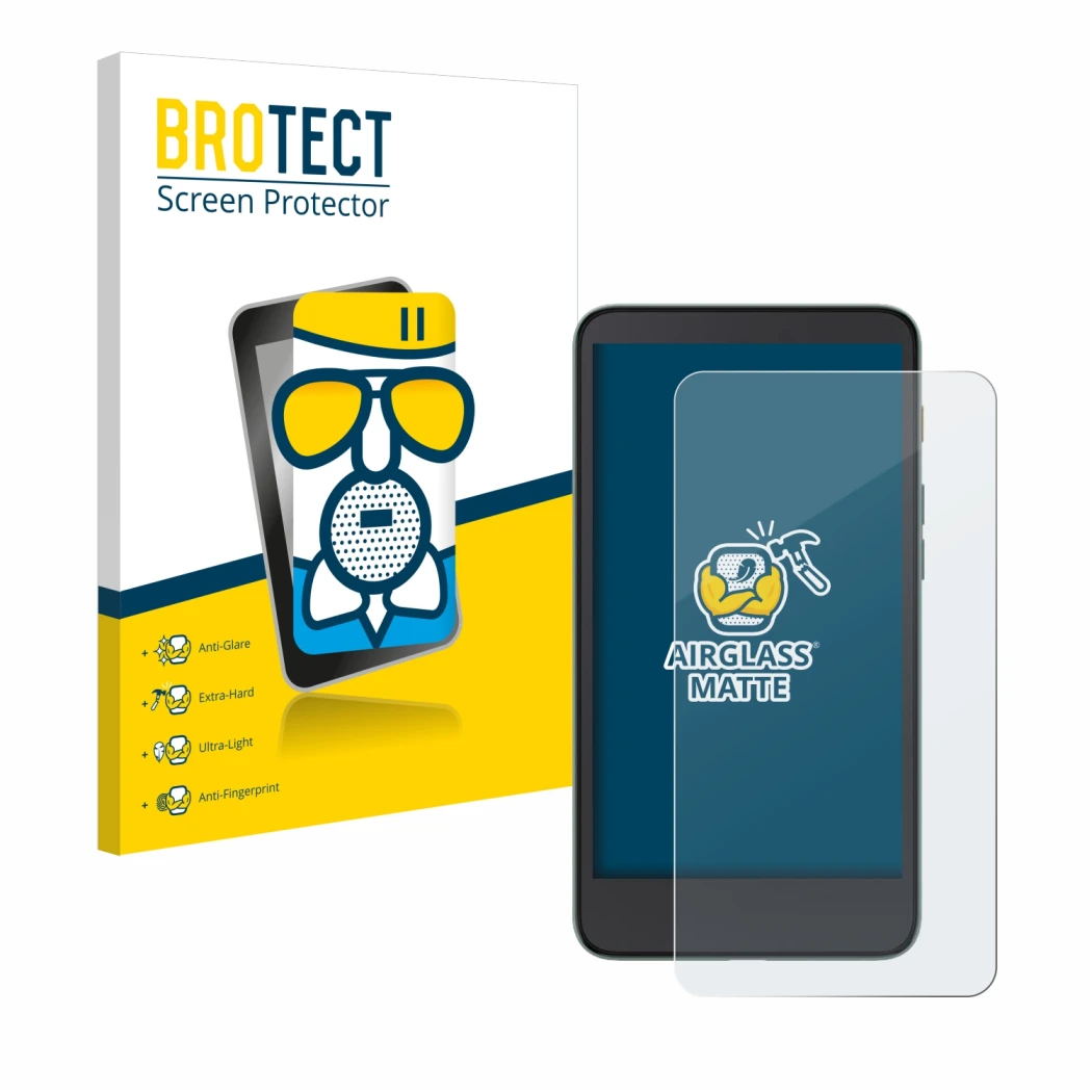 Face avant d’un emballage produit avec le logo de la marque BROTECT. À côté, l’appareil Xiaomi Moaan InkPalm 5 est représenté 