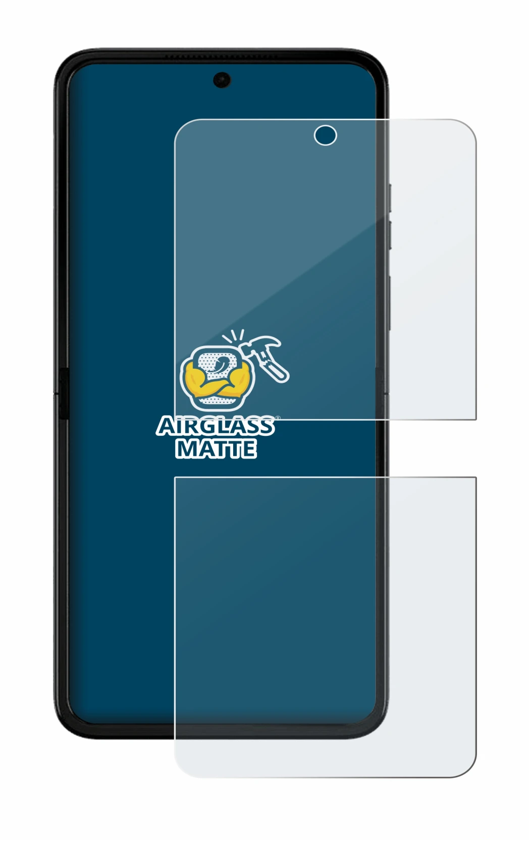 Image de l'appareil Motorola Razr 50 Ultra avec une grande variété de protections d'écran.