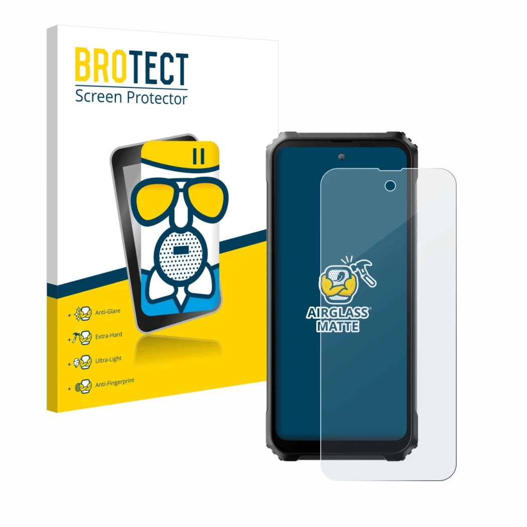 Face avant d’un emballage produit avec le logo de la marque BROTECT. À côté, l’appareil Blackview BL9000 Pro est représenté av