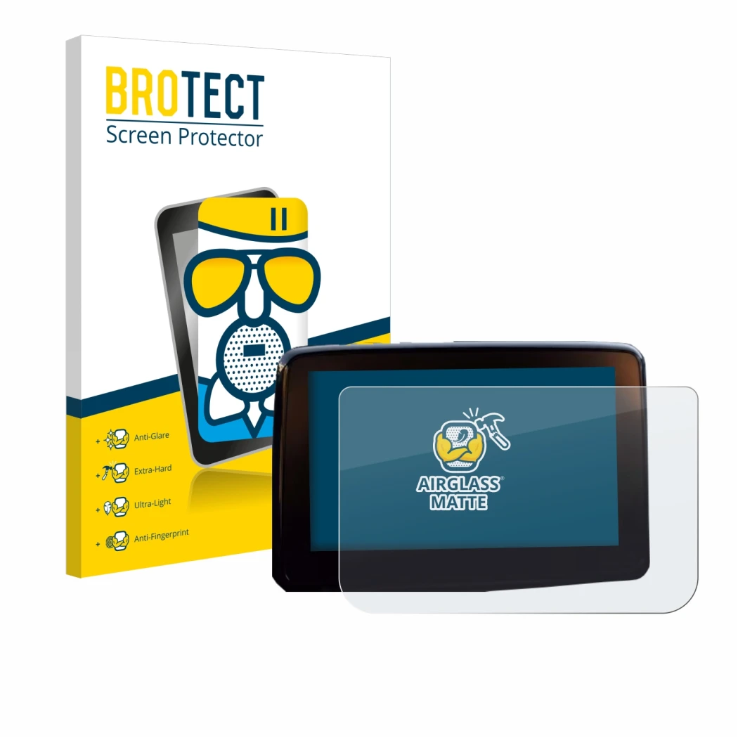 Face avant d’un emballage produit avec le logo de la marque BROTECT. À côté, l’appareil Mazda 2 BJ 2024 est représenté avec la