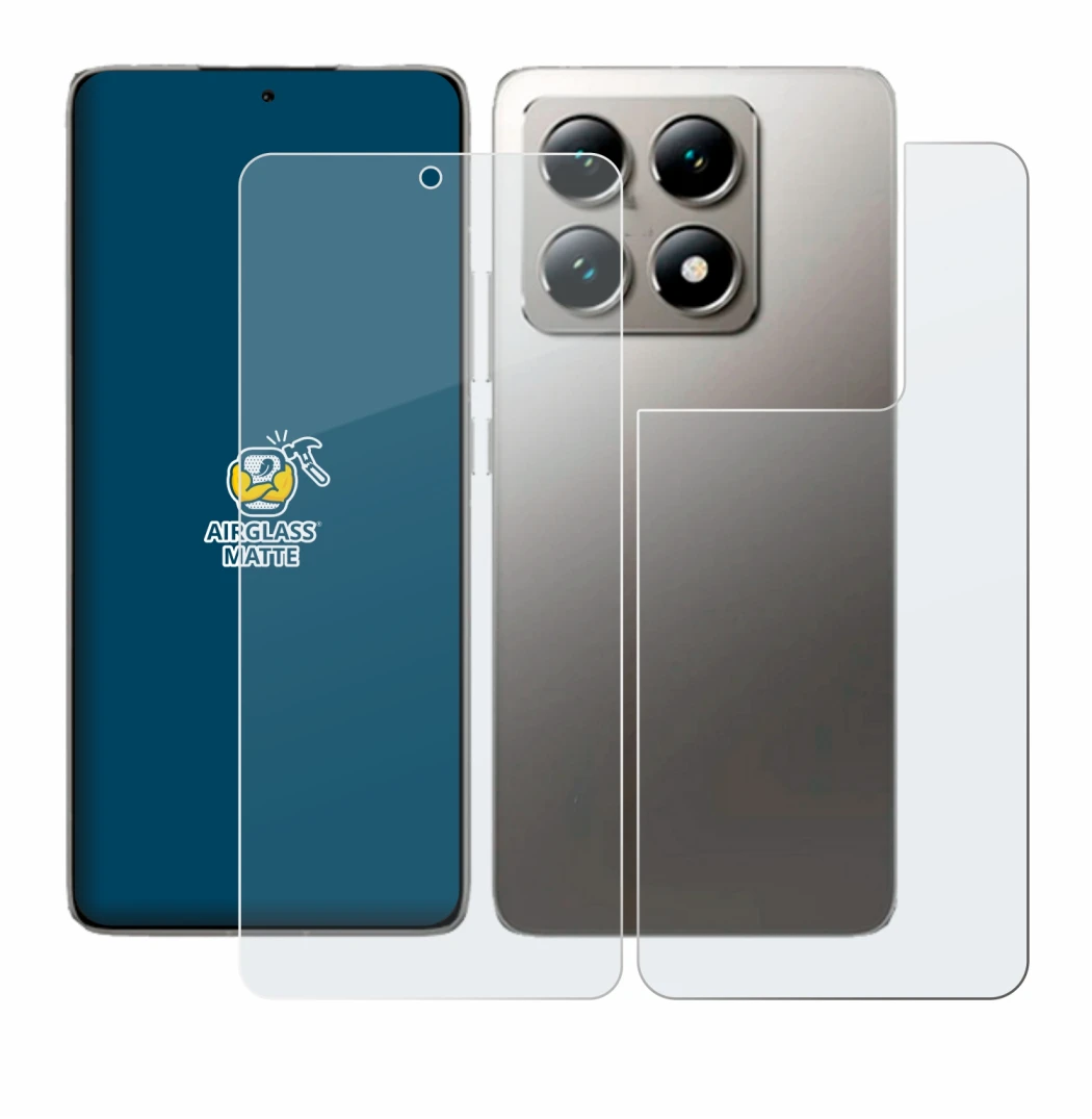 Image de l'appareil Xiaomi 14T (Avant+Arrière) avec une grande variété de protections d'écran.