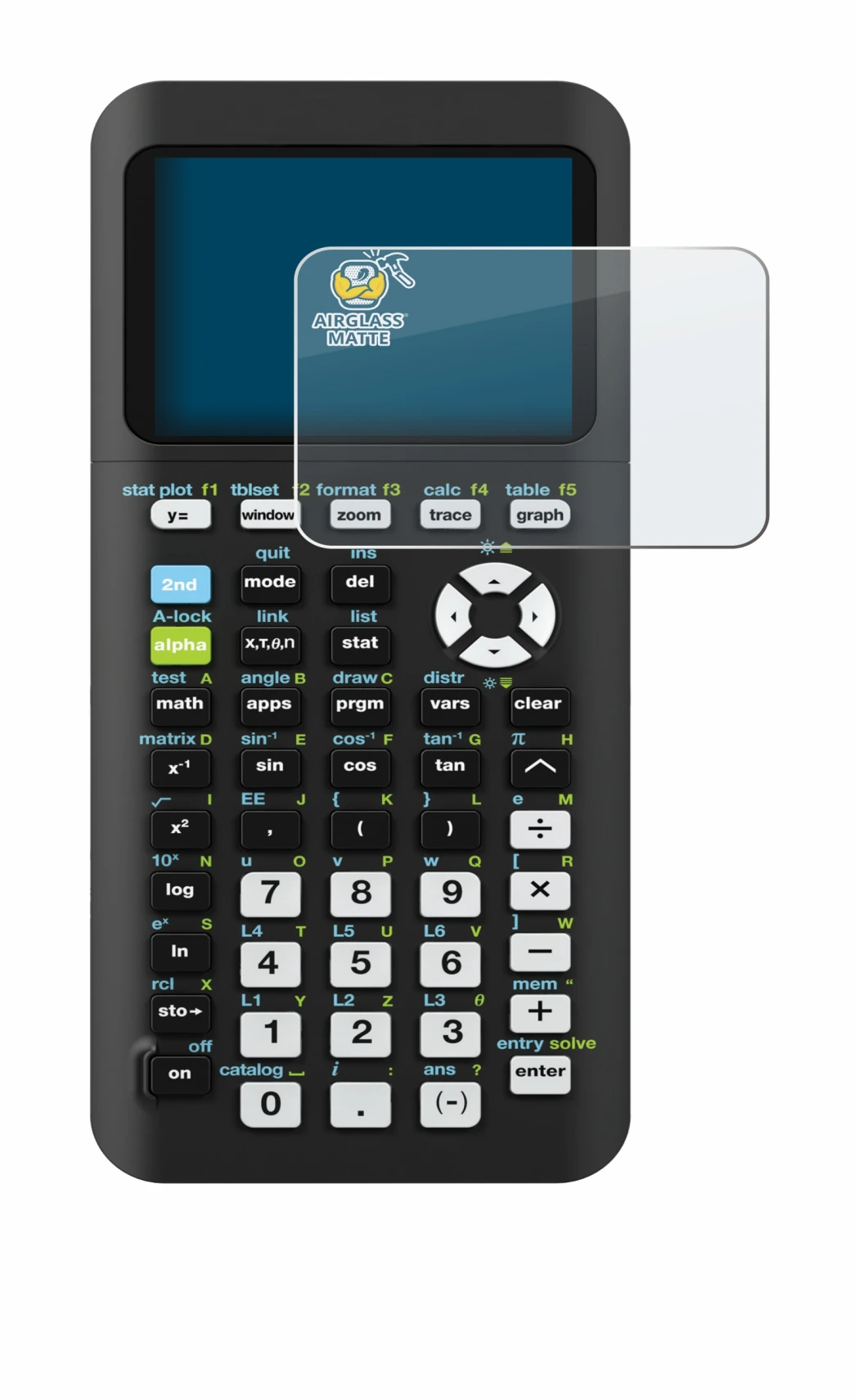 Image de l'appareil Texas Instruments TI-84 Plus CE-T Python avec une grande variété de protections d'écran.