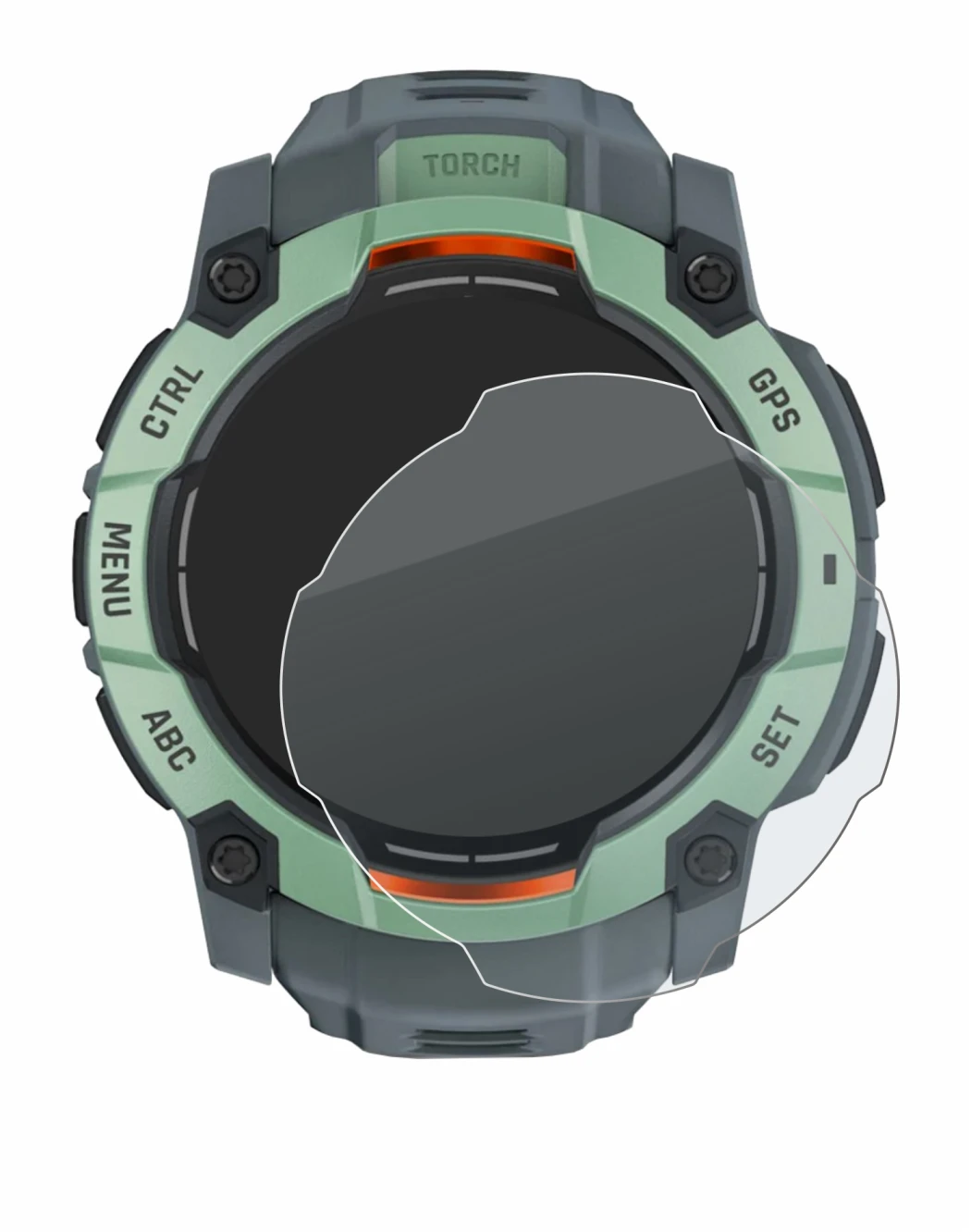 Image de l'appareil Garmin Instinct 3 AMOLED (45 mm) avec une grande variété de protections d'écran.