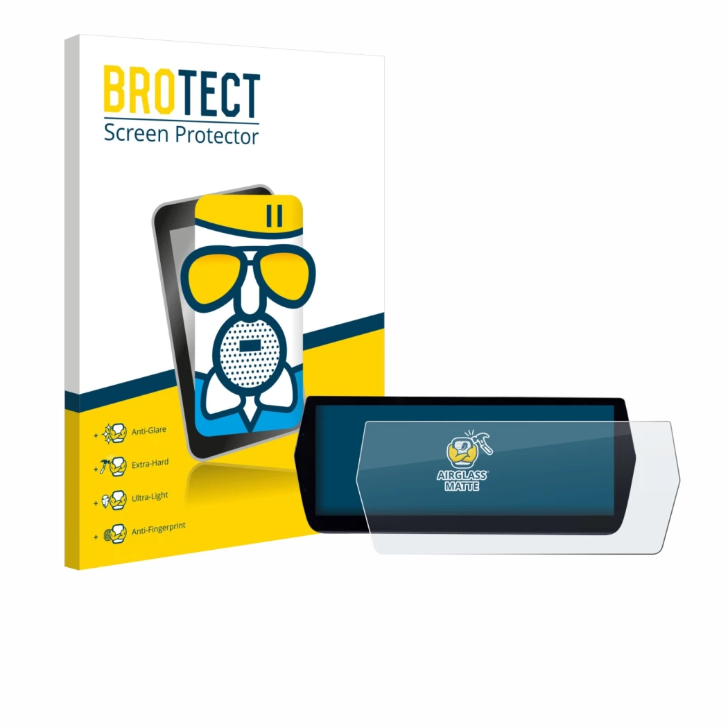 Face avant d’un emballage produit avec le logo de la marque BROTECT. À côté, l’appareil MG ZS Hybrid+ est représenté avec la p