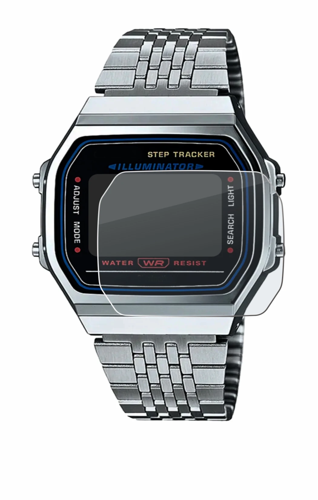 Image de l'appareil Casio iconic ABL-100WE-1A avec une grande variété de protections d'écran.