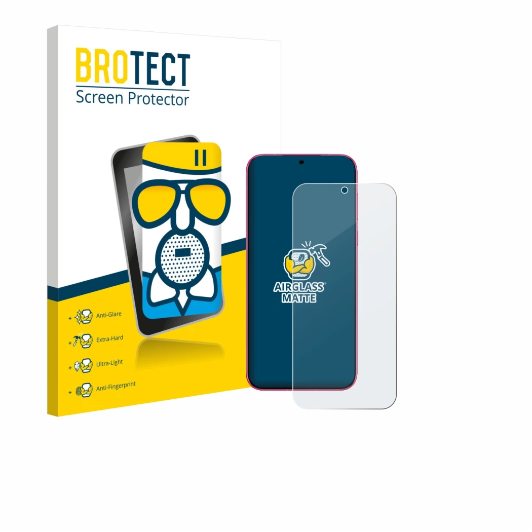 Face avant d’un emballage produit avec le logo de la marque BROTECT. À côté, l’appareil Huawei Pura 80 est représenté avec la